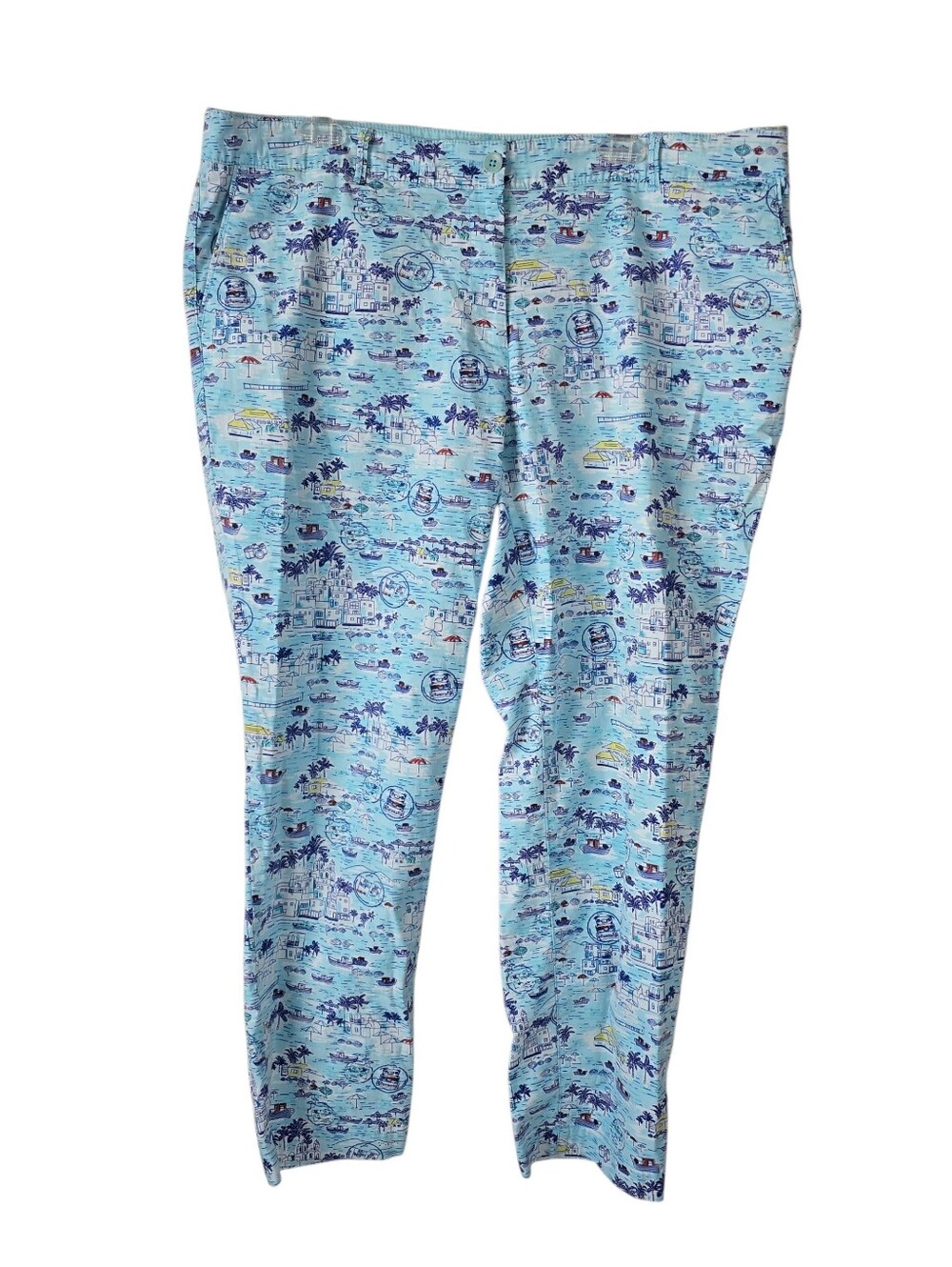 Talbots The Weekend Chino Santorini Print Ankle Pants 16W Cotton Coastal